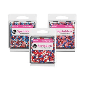 Knopen in overvloed 4 JULI Sprinkletzset, kleine polymeerklei-versieringen voor knutselen, plakboeken, kaarten maken en knutselen