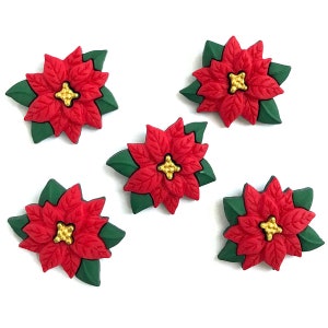 Botones en abundancia y más colección navideña de botones novedosos para manualidades de bricolaje- Poinsettia
