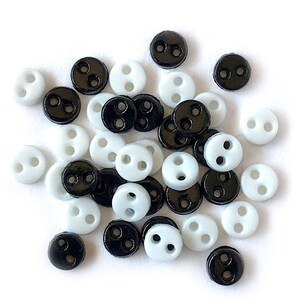 Buttons Galore Micro Round Buttons- 35 Buttons- Black and White