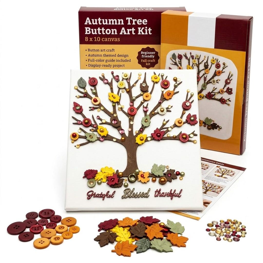 DIY Autumn Tree Button Art Kit - Fall Craft for Adults & Kids by ...