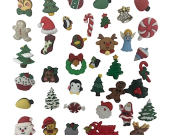 Christmas Assortment | 250 Holiday Buttons & Embellishments | Santa Tree Gingerbread Reindeer | Scrapbook Sewing Card Making DIY Crafts