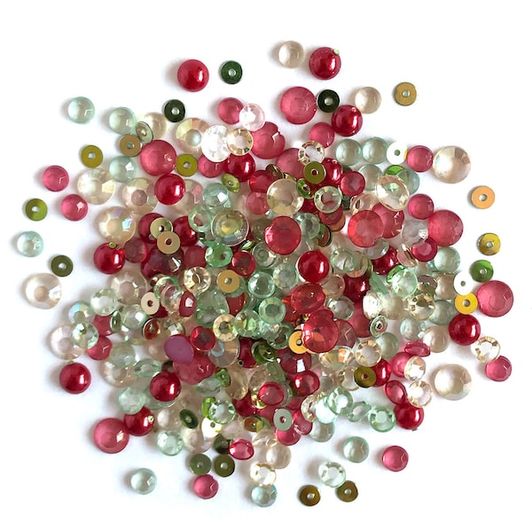 Boutons Galore Gemstones, Sequins, Seed Bead et Half Pearl Mix - Home Spun Holiday