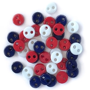Americana Micro Round Buttons Set - 35 Tiny Colorful Embellishments for Sewing, Crafts & DIY Projects