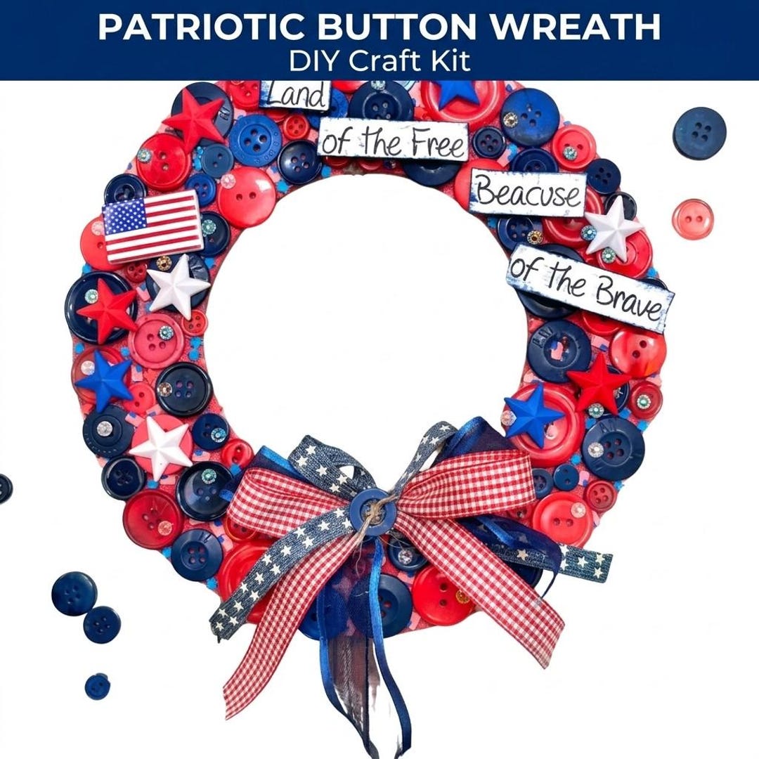 Wreath Button Pattern Buttons Galore and More Patriotic Wreath DIY Craft Kit - Etsy