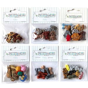 Buttons Galore 50+ Assorted Pets Buttons for Sewing & Crafts - Set of 6 Button Packs