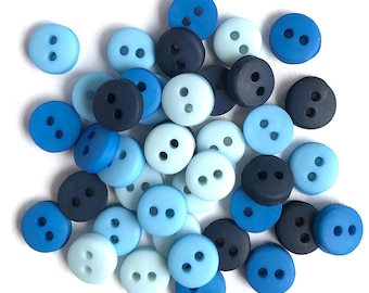 Petite Blue Button Assortment for Sewing, Crafting & DIY Projects - 35 Piece Variety Pack