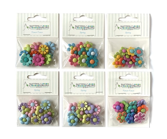 Buttons Galore 50 Assorted Flower Buttons for Sewing & Crafts Set of 6  Button Packs 