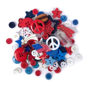 Buttons Galore 50 Patriotic Buttons - Value Pack for Craft & Sewing