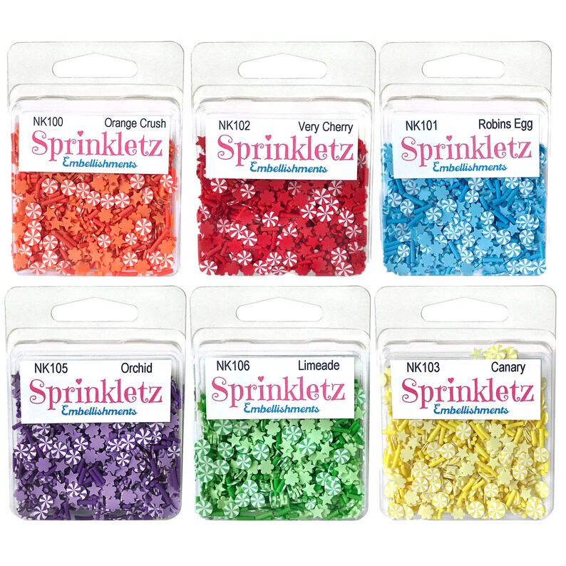 Buttons Galore Sprinkletz Craft Embellishments - 3 Pack Tiny Polymer Clay Shapes In Sugar & Spice