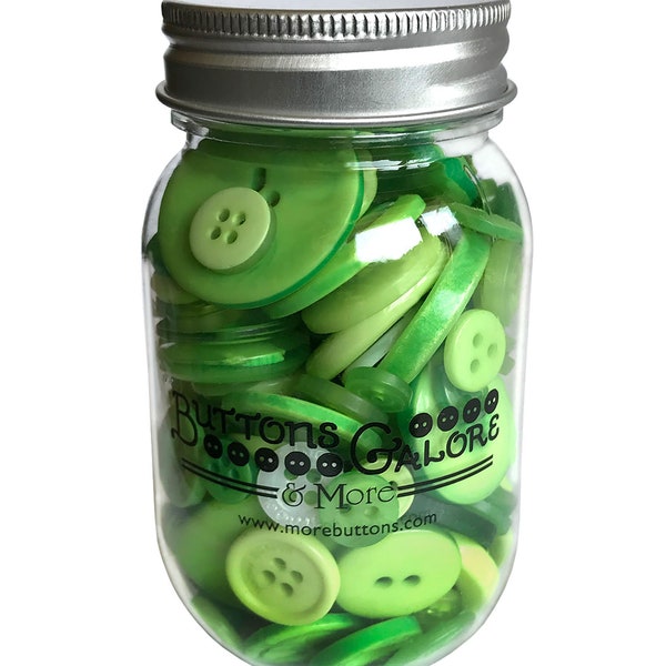 Buttons Galore Button Mason Jar 200+ Colorful Buttons for Sewing & Crafts - Greenery