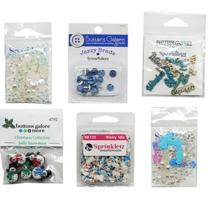 Buttons Galore Buttons for Sewing & Crafts - Set of 6 packs for Winter Crafting