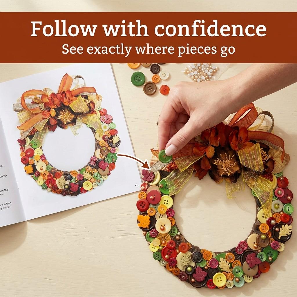 DIY Autumn Button Wreath Craft Kit - Fall Home Decor Activity for Kids ...