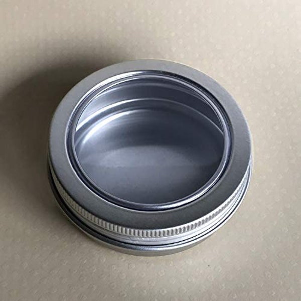 Buttons Galore 48 Pack 2 Oz Metal Round Tins Aluminum Tin Cans Containers with See Through Screw Lid for Storage