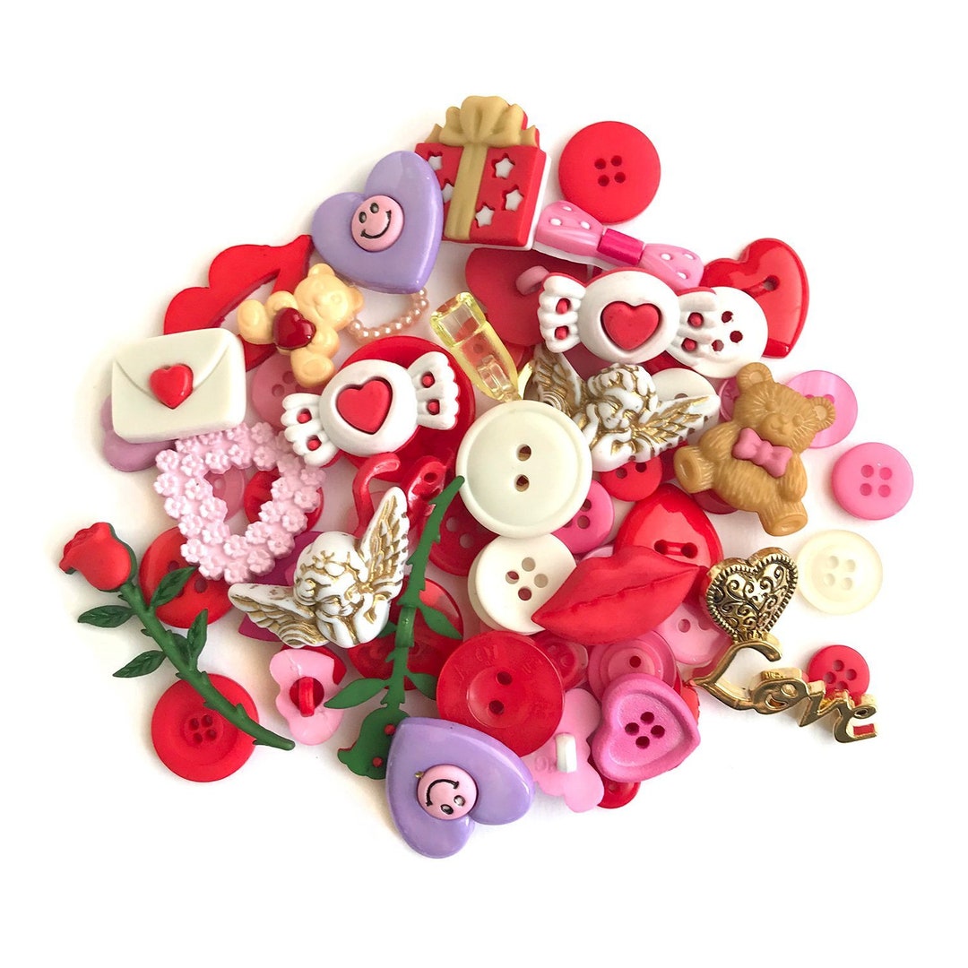 Valentine Button Buttons Galore 50 Valentine's Buttons - Value Pack for Craft & Sewing ...
