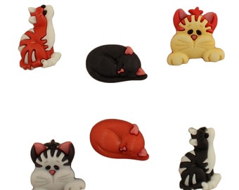 Boutons Galore assortiment de boutons artisanaux et mode 3D, teints et peints à la main - Cool Cats