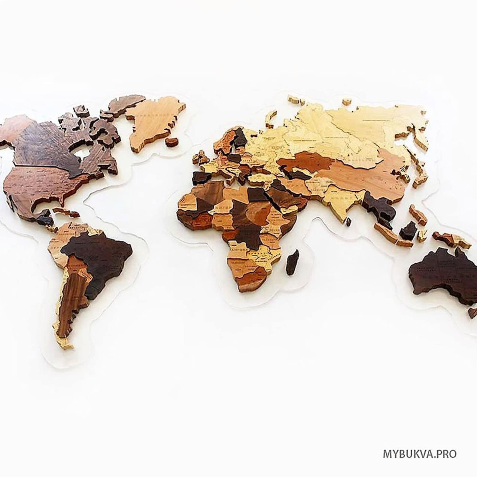 World Map 3 D Laser Cutting Wooden Map 3 D Puzzle Model for Etsy