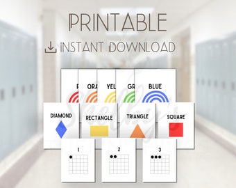 Instant Download Printable Shapes Colors Numbers Digital Download Teacher