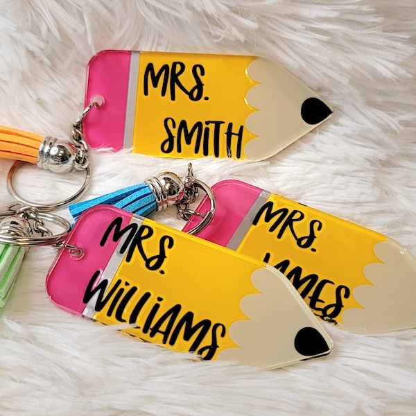 Custom Teacher Pencil Keychain