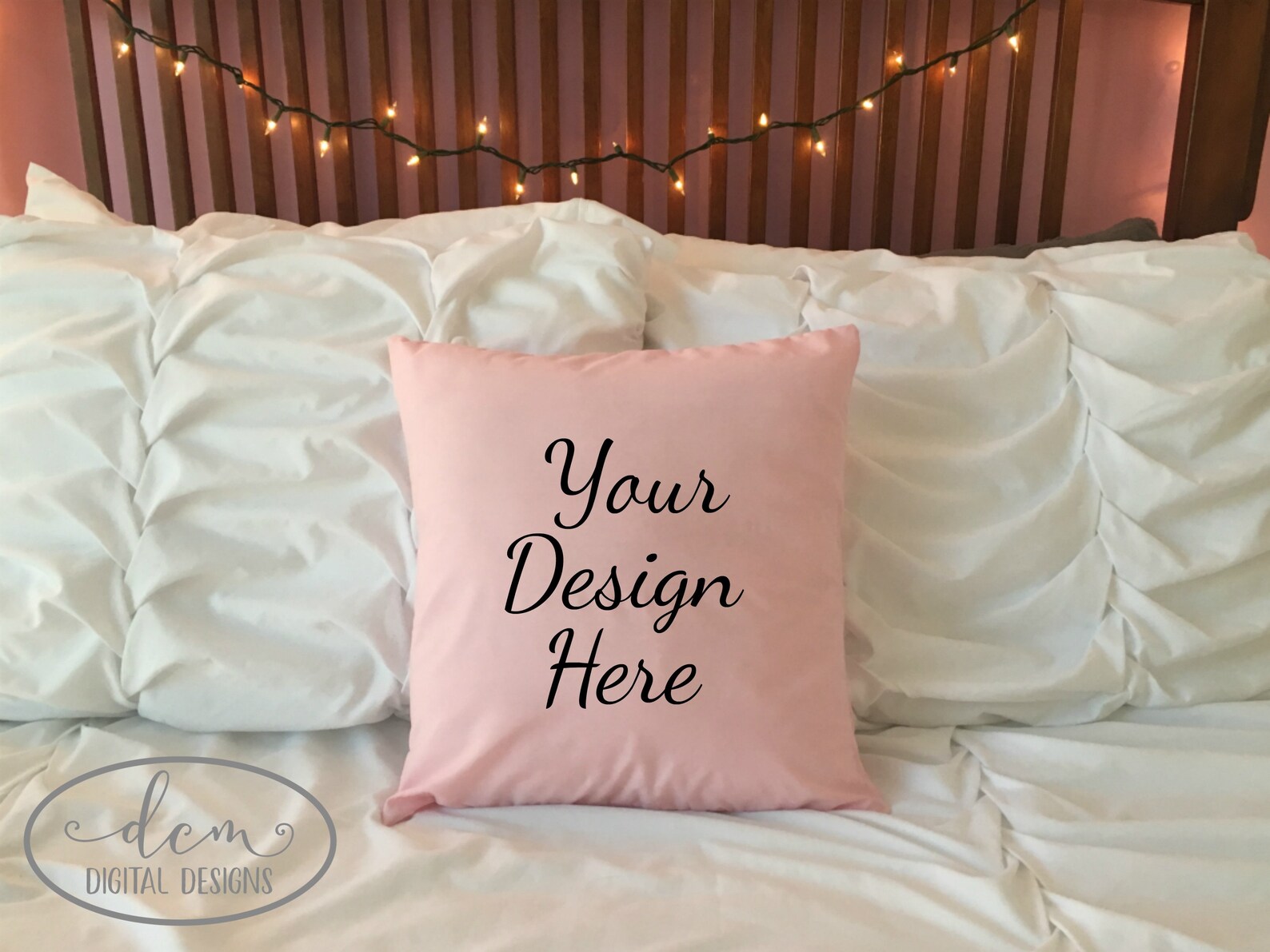 Pink Square Pillow Mockup Adorable Bed Pillow Photo Mock