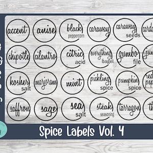 Gewürzetiketten Band 4, Küchenaufkleber, Gewürzetiketten svg, Home Organisation, Instant Download, Druckbar, JPEG, PNG