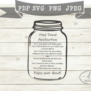 Vinyl Decal Application Instructions Printable JPEG, PNG, SVG, pdf how to apply decal, cut file, Instant Download, Printable