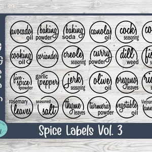Gewürzetiketten SVG, Pantry Aufkleber Band 3, Küchenaufkleber, Haus organisation, Instant Download, druckbar, JPEG, PNG