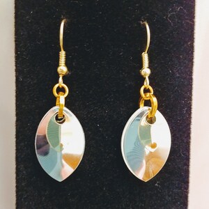 Silver and Blue Gold Maille Earring
