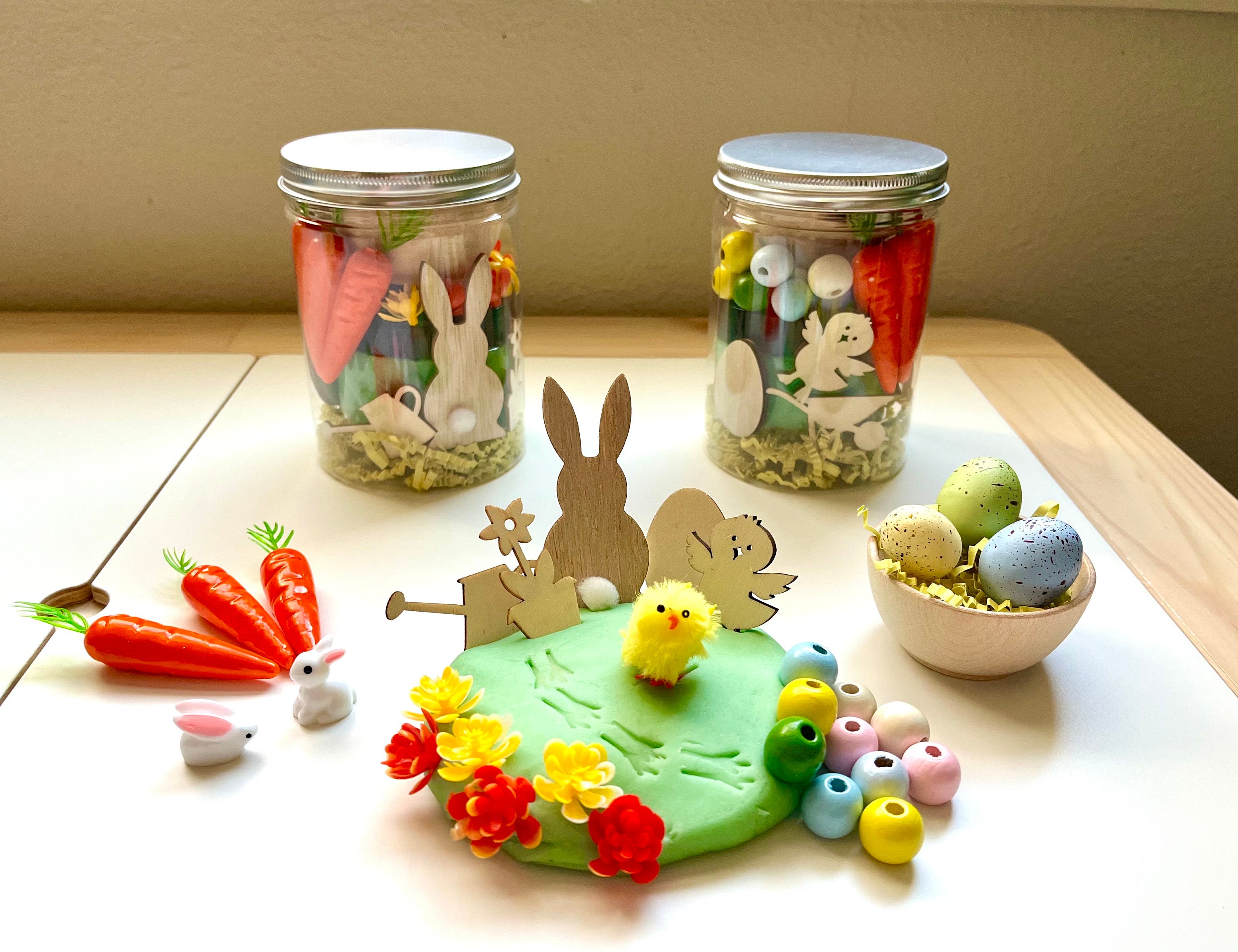 Easter playdough stamps, sensory kit tools, Easter basket filler,  montessori toys