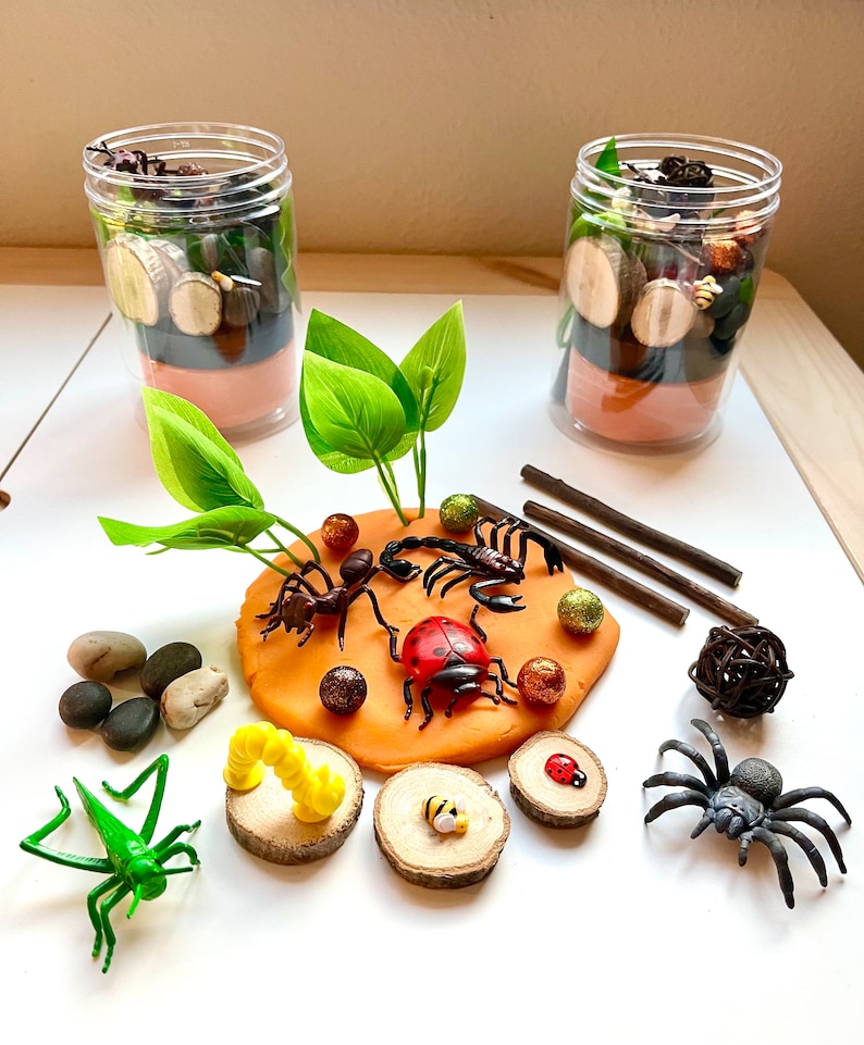 Bug Sensory Jar Play Dough Sensory Kit Nature Sensory Activity Toddler