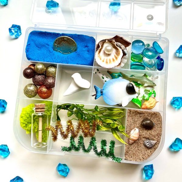 Ocean Sensory Kit | Sensory Sand Kit | Sea Animals | Message in a Bottle | Busy Box