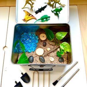Large Dinosaur Excavation Sensory Bin | Sensory Sand Kit | Dino Dig | Toddler Gift | Busy Box | Prehistoric