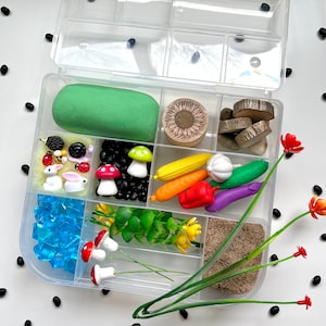 Garden Sensory Kit | Sensory Dough | Vegetable Harvest | Flower Planting | Busy Box | Toddler Gift | Play Dough Bin | Sensory Sand