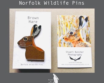 Brown Hare Enamel Pin Badge - Norfolk Wildlife