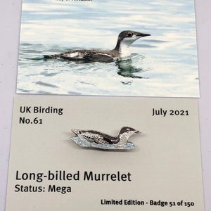 Long-billed Murrelet - UK Birding - Enamel Pin Badge