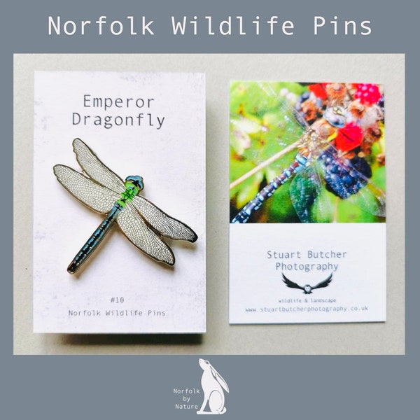 Emperor Dragonfly - #10 - Enamel Pin Badge - Norfolk Wildlife