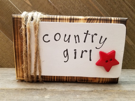 Country Girl Sign Rustic Shelf Tiered Tray Decor Gift