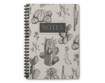 Cactus Boho Western Spiral Notebook - Ruled Line (Beige)