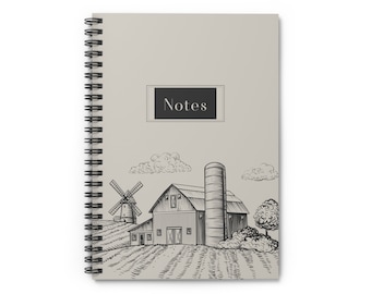Farm Scene Spiral Notebook - Ruled Line