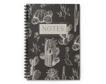 Cactus Boho Western Spiral Notebook - Ruled Line (Grey)