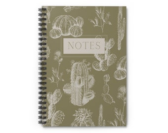 Cactus Boho Western Spiral Notebook - Ruled Line (Yellow)