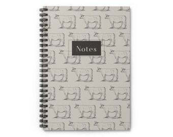 Cattle Farm Western Spiral Notebook - Ruled Line (Beige)