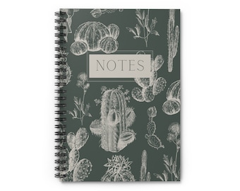 Cactus Boho Western Spiral Notebook - Ruled Line (Green)