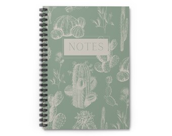 Cactus Boho Western Spiral Notebook - Ruled Line (Teal)
