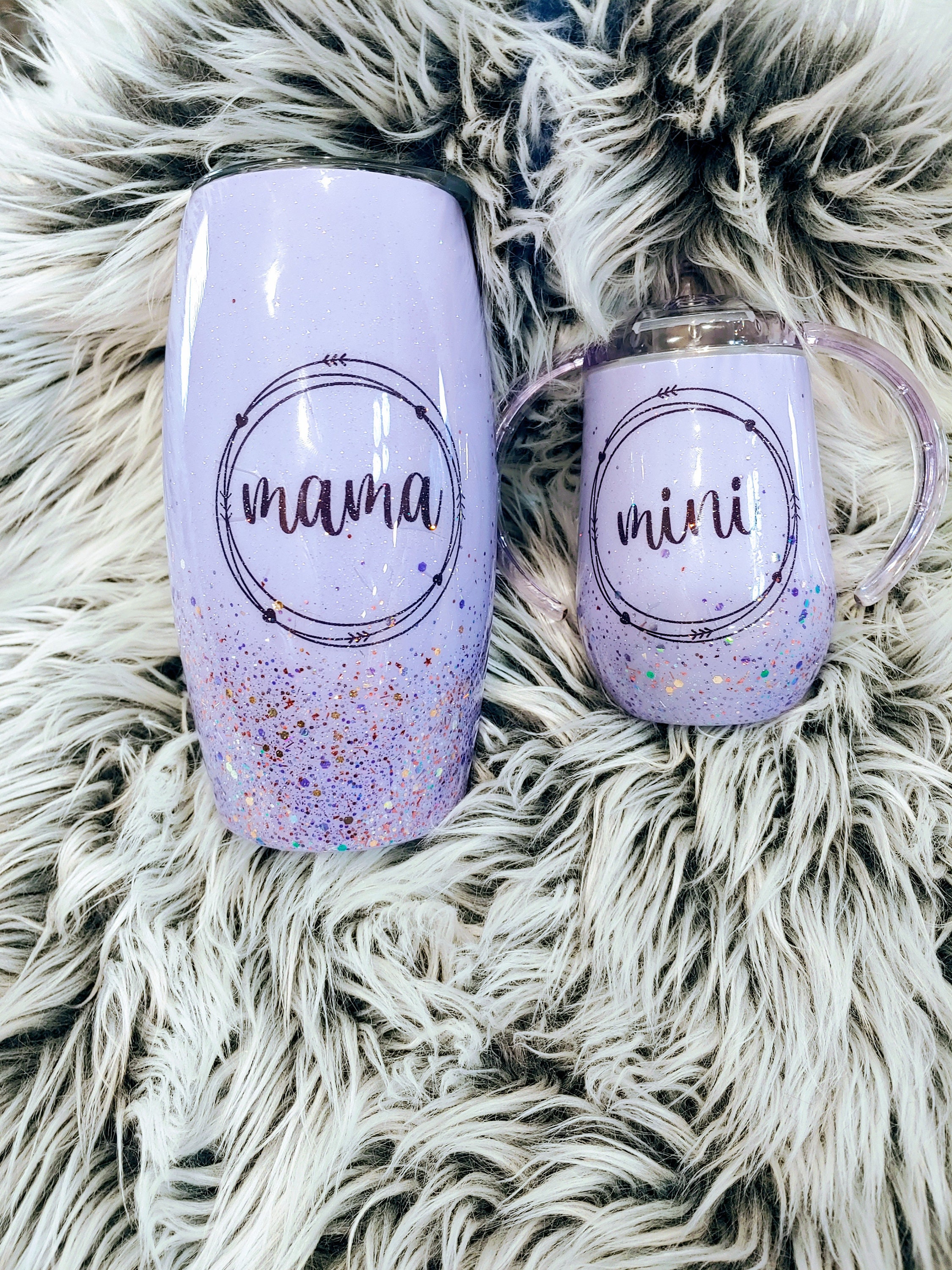 25 oz/ 9oz Mama & Me Epoxy Tumbler set stemless wine tumbler Etsy