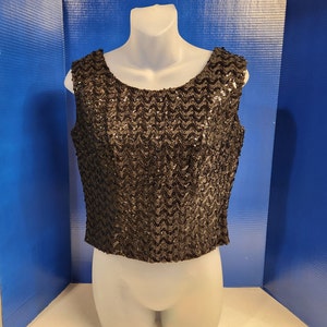 Black sequin Vintage Crop Top 50s look R & K Originals