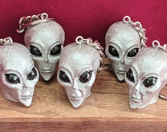 Glittery Gray Alien Head ~ Resin ~ Keychain ~Accessories