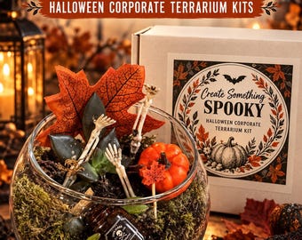 Halloween Terrarium Kit | DIY Spooky Plant Craft for One, Fall Gift, Party Activity & Corporate Team Building, Holiday party activity
