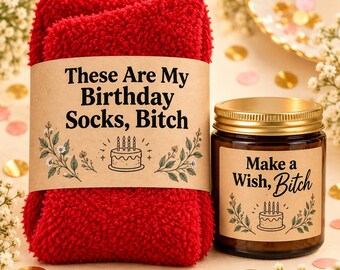 Funny Birthday Fuzzy Socks, Sassy Birthday Gift for Her, Birthday Bitch Socks, Cozy Socks with Funny Gift Band, 15 Sayings