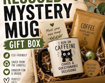 Rescued Mystery Mug Gift Box | Funny Random Mug | Eco-Friendly Gift | Mystery Coffee Mug | Secondhand Surprise Gift