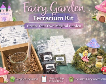 Mini DIY  Fairy Garden Terrarium, Create Your Own Mini Fairy Garden Starter , Surprise Fairy Accessory, Indoor Garden Kit, Plant Lover Gift